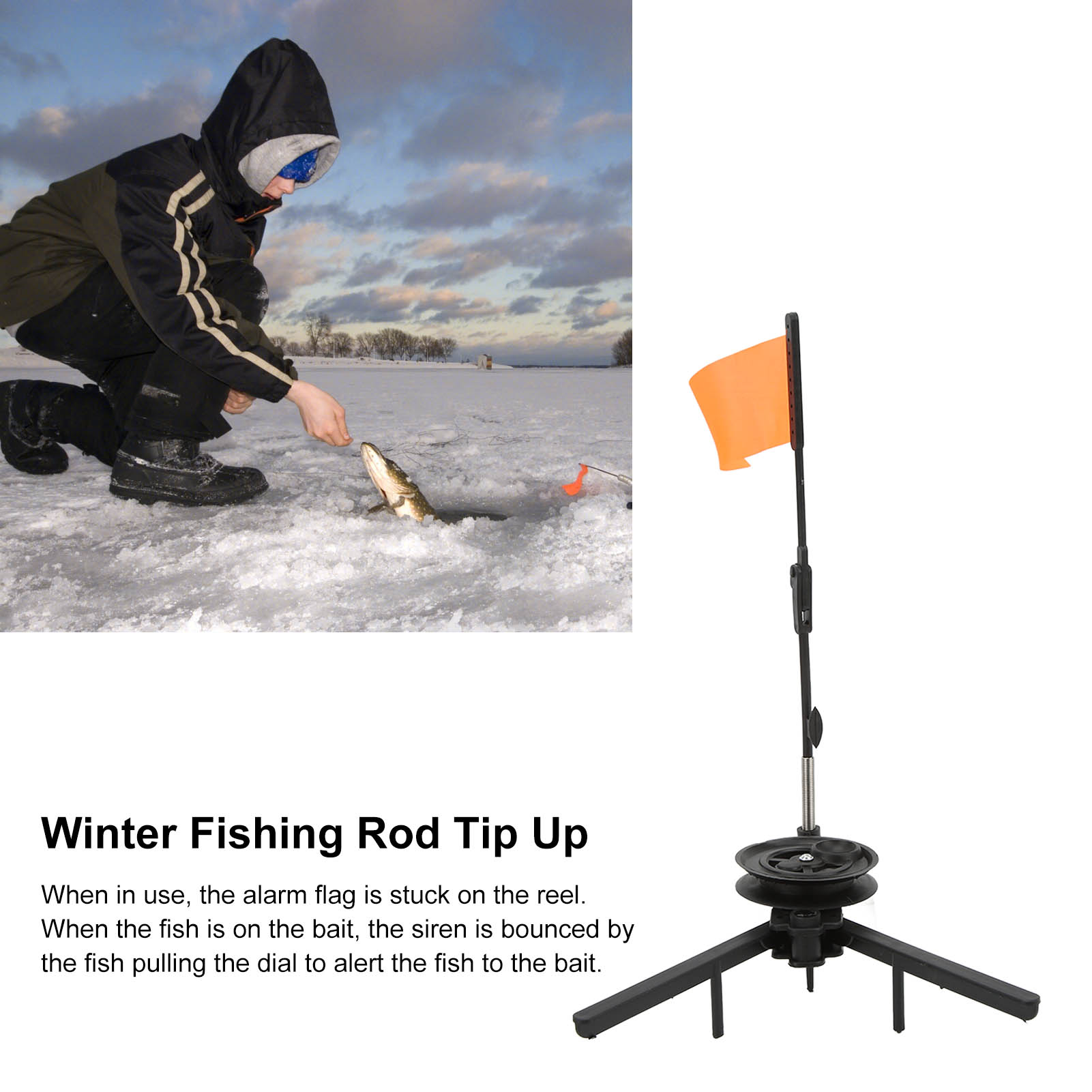 Ice Fishing Tip Up - Foldable Ice Fishing Rod Flag Ice
